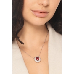 Collier halo or blanc 18k avec rubis et diamants 2