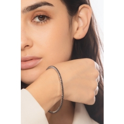 Bracelet tennis elastique avec diamants noirs en or blanc 750 2