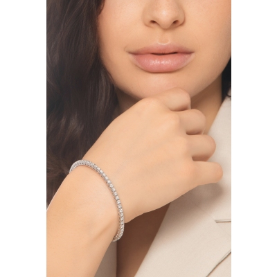 Bracelet tennis elastique en or blanc 750 avec diamants
