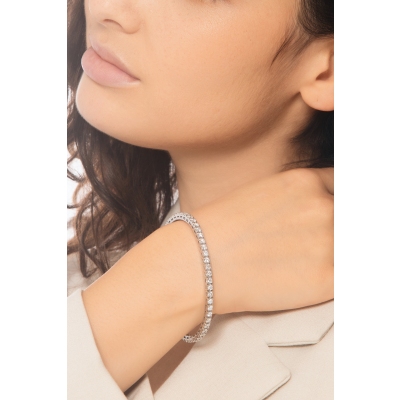 Bracelet en or blanc 18k avec diamants tennis élastique