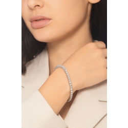 Bracelet tennis élastique en or blanc 18k avec diamants taille brillant 2
