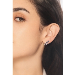 Boucles d’oreilles design or blanc 18k avec saphirs et diamants 2