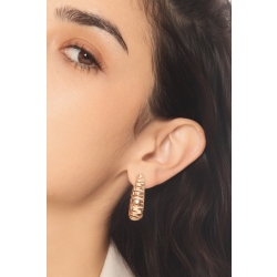 Boucles or rose 18k avec diamants et finition striée 2