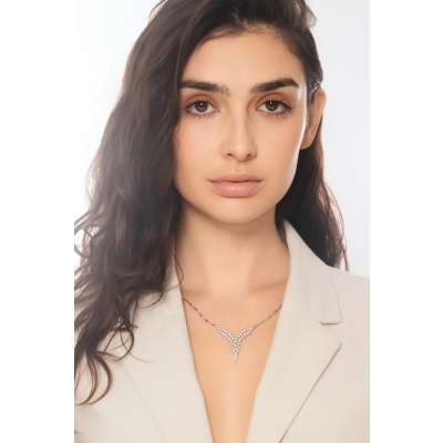 Collier rigide cascade en or blanc avec diamants