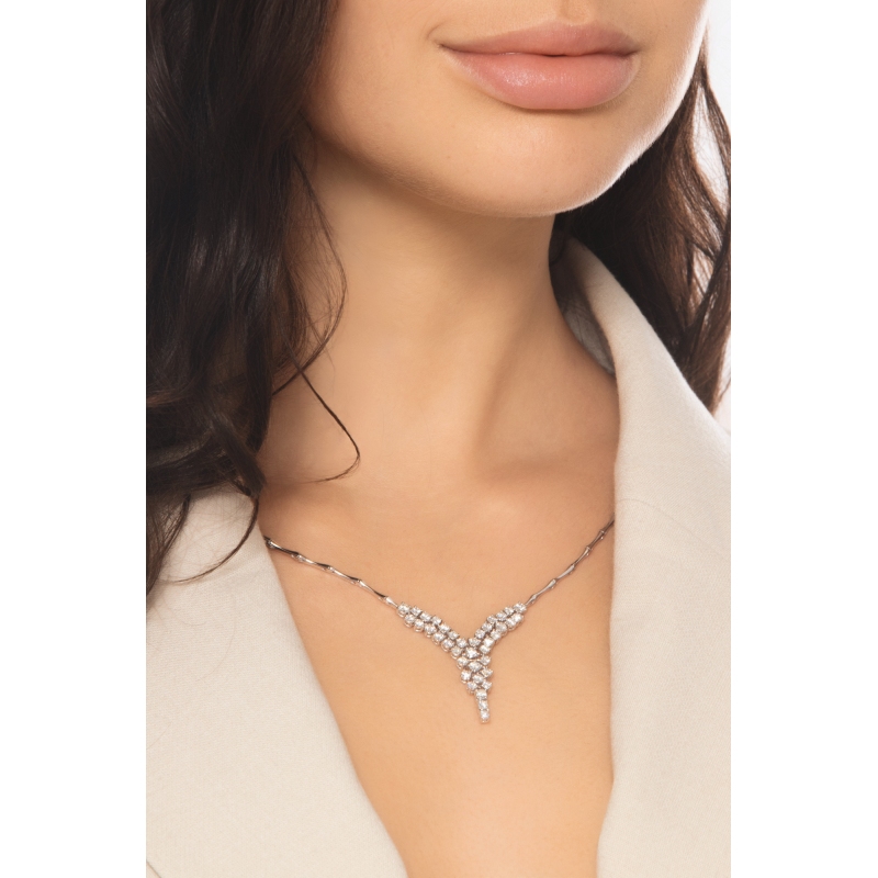 Collier rigide cascade en or blanc avec diamants