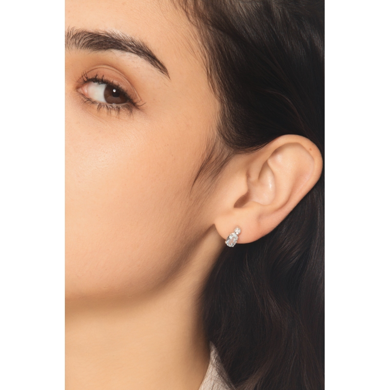 Puces en or blanc 18k avec aigue-marines ovales et diamants