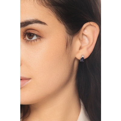 Puces en or blanc 18k avec diamants et saphirs bleus