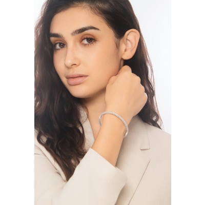 Bracelet élastique en or blanc 18k  avec diamants