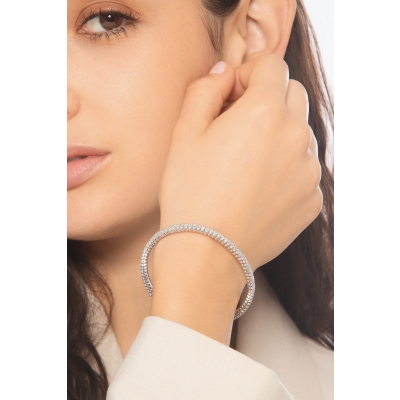 Bracelet élastique en or blanc 18k  avec diamants