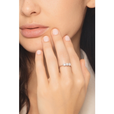 Bagues trilogy en or blanc 18 carats avec diamants 0,75 ct