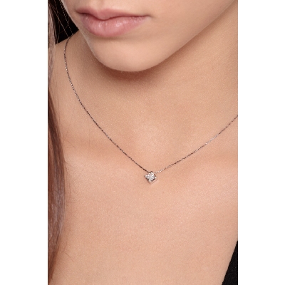 Collier solitaire en or blanc 18k diamant 0.40 ct