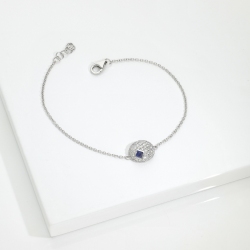 Bracelet avec pendentif ovale en diamants et saphir bleu 2