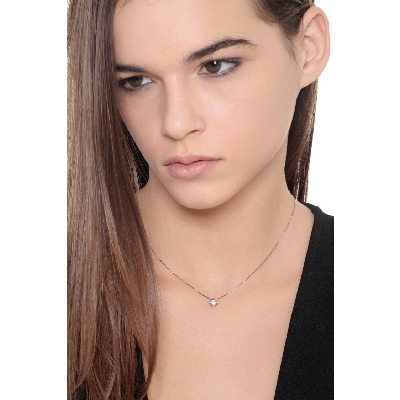 Collier pendentif solitaire or blanc 18k avec diamant 0.50 ct