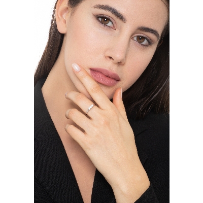 Bague de fiançailles 3 diamants en or blanc 18k