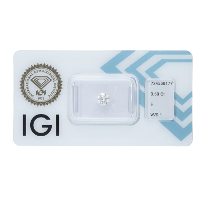 Diamant Certifié IGI  0.50 CT E VVS1