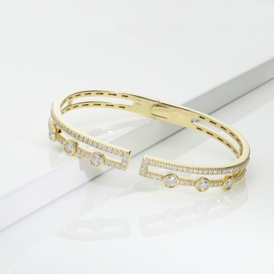 Bracelet semi rigide en or jaune 18k avec diamants