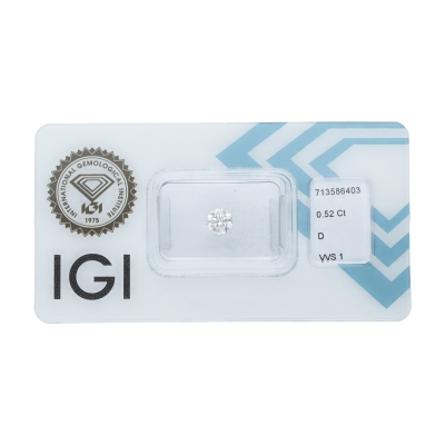 Diamante certificado IGI 0.52 CT D VVS1
