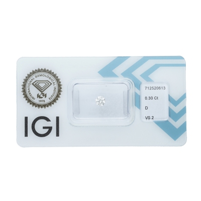 Diamant Certifié IGI  0.30 CT D VS2 