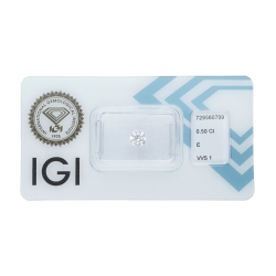 Diamant Certifié IGI  0.50 CT E VVS1