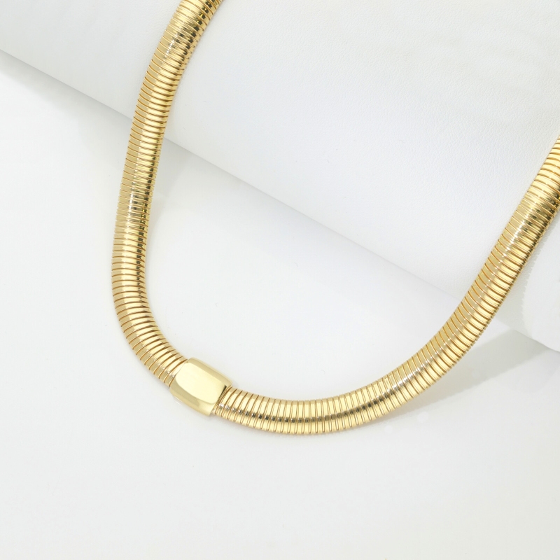 Collier Tubogas à ressort en or jaune 18k