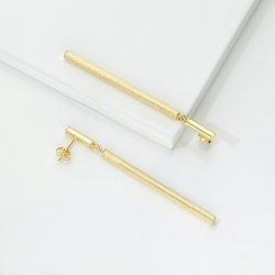 Boucles d’oreilles pendantes en or jaune 18k avec barrettes 2