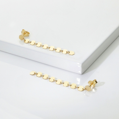Boucles d’oreilles pendantes hexagonaux en or jaune 18k