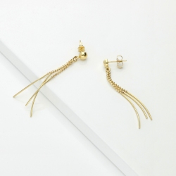 Boucles d’oreilles pendantes en or jaune 18k avec perles et barres  2