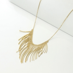 Collier en or jaune 18k avec perles godronnées et barres brillantes 2