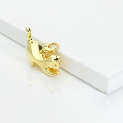 Pendentif chat en or jaune 18k, 2 cm 2