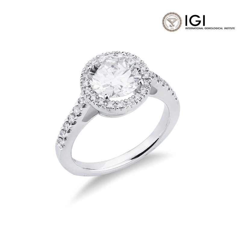 Bague solitaire avec diamant central GIA 2.00 ct en or blanc 18K Bague solitaire avec diamant central GIA 2.00 ct en or blanc 18K