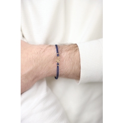 Bracelet en corde bleu avec ancre en or jaune 18k 2