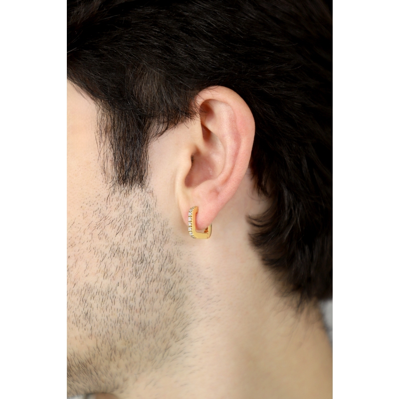 Mono boucle d’oreille en or jaune 18ct  diamants