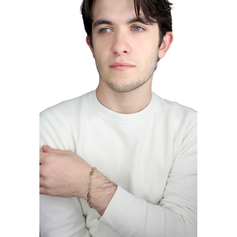 Bracelet bicolore en or jaune et blanc 18k avec design géométrique