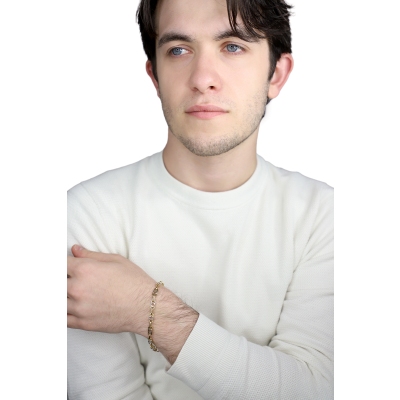 Bracelet bicolore en or jaune et blanc 18k avec design géométrique