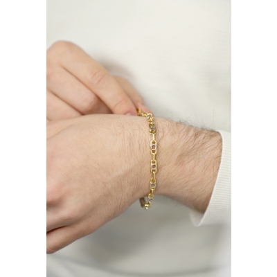 Bracelet bicolore en or jaune et blanc 18k avec design géométrique