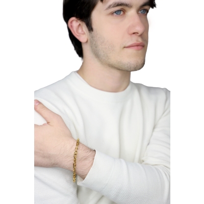 Bracelet chaîne en or jaune 18k avec design géométrique
