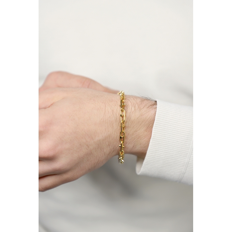 Bracelet chaîne en or jaune 18k avec design géométrique
