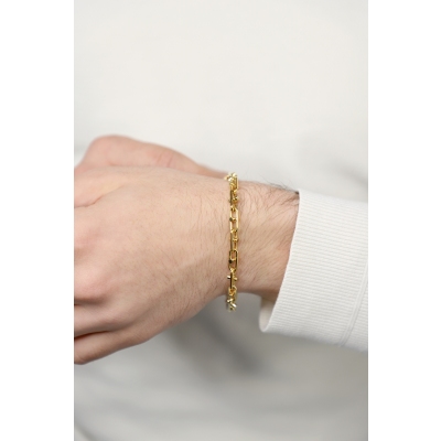 Bracelet chaîne en or jaune 18k avec design géométrique