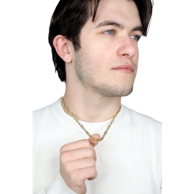 Chaîne homme en or jaune 18k avec design géométrique