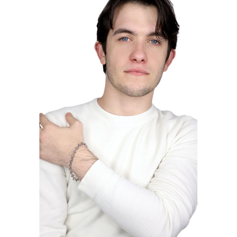 Bracelet homme en or blanc 18k avec design fantaisie