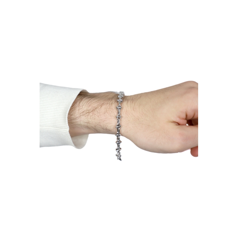 Bracelet homme en or blanc 18k avec design fantaisie