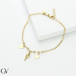 Bracelet en or jaune 18k avec charms porte-bonheur 2