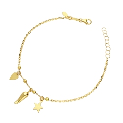 Bracelet en or jaune 18k avec charms porte-bonheur