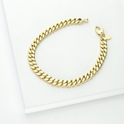 Bracelet gourmette plat en or jaune 18k, 19 cm 2