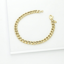 Bracelet gourmette plat brillant en or jaune 18k 19 cm 2