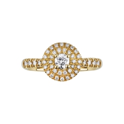 Bague centrale en or jaune avec diamants 2