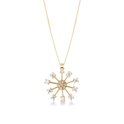 Collier en Or Jaune 18 Carats avec Pendentif Feu d’Artifice et Diamants Naturels