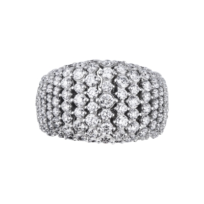 Bague jonc souple en or blanc avec diamants