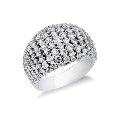 Bague jonc souple en or blanc avec diamants