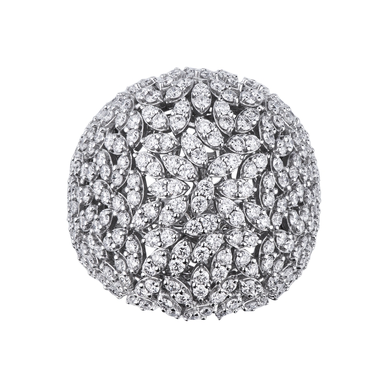 Large bague jonc en or blanc avec diamants Large bague jonc en or blanc avec diamants